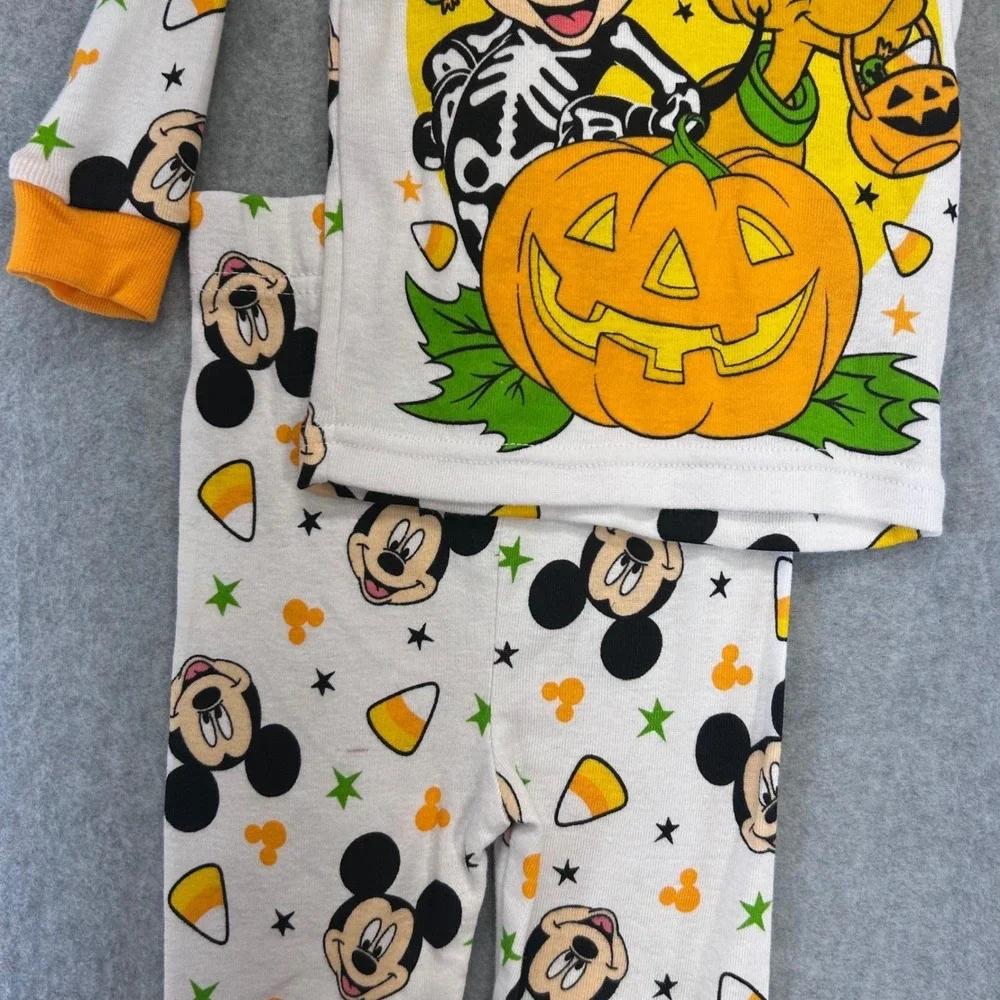 Mickey Pluto Halloween Baby Multicolor Disney Baby Pajama Set Glow Dark 9M
